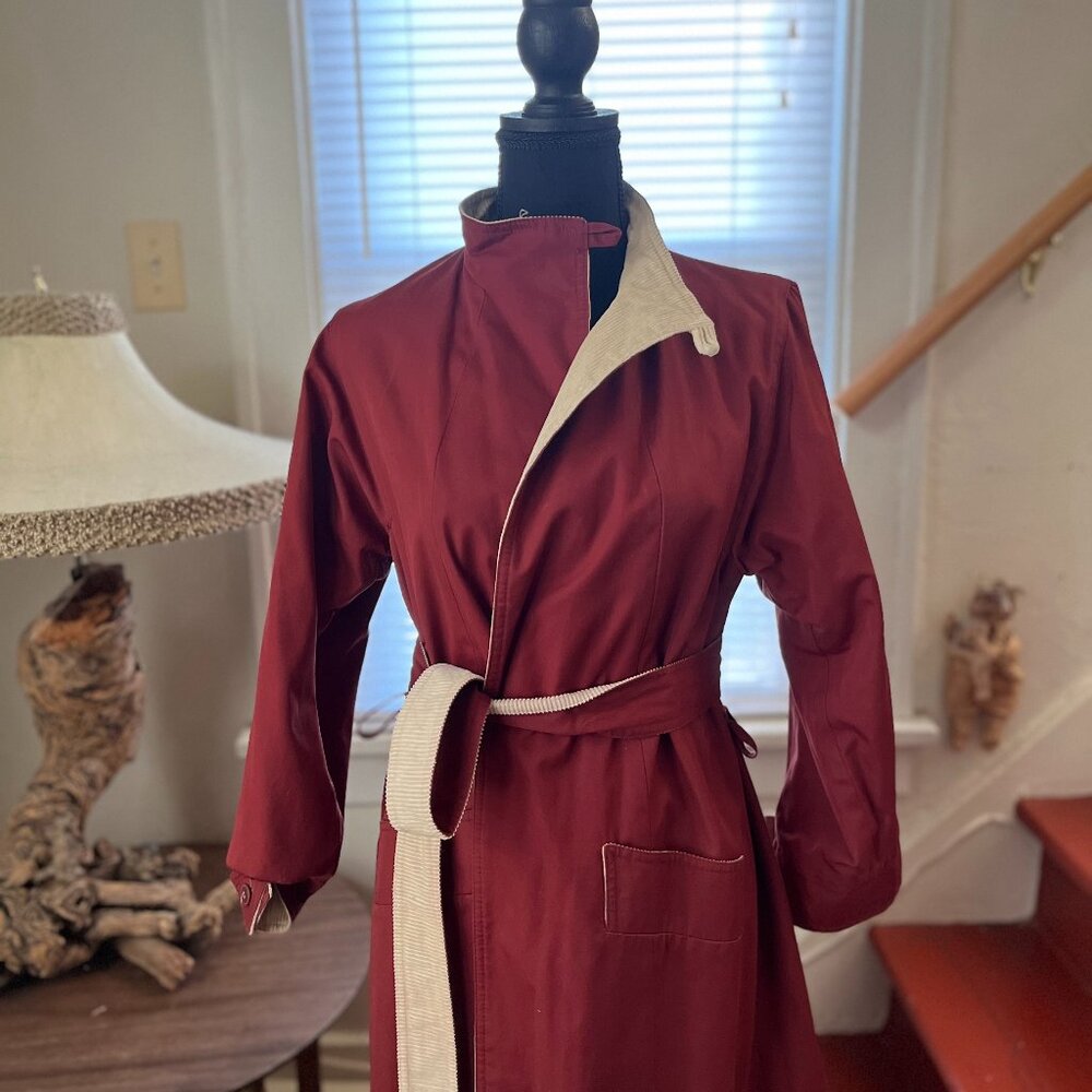 vintage corduroy burgundy cola fall cowl neck girlhood cottage reversible coat